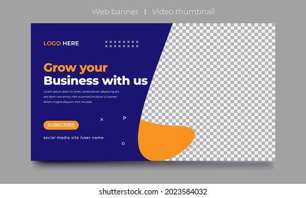 Fully Editable video thumbnail design for opening video tutorials. Customizable thumbnail for live workshop business and webinar. web banner template. Video cover photo for video services, internet