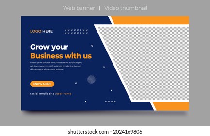 Fully Editable video thumbnail design for opening video tutorials. Customizable thumbnail for live workshop business and webinar. web banner template. Video cover photo for video services, internet