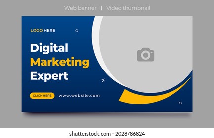 Fully Editable video thumbnail design for opening video tutorials. Customizable thumbnail for live workshop business and webinar. web banner template. Video cover photo for video services, internet