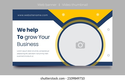 Fully Editable video thumbnail design for opening video tutorials. Customizable thumbnail for live workshop business and webinar. web banner template. Video cover photo for video services, banner