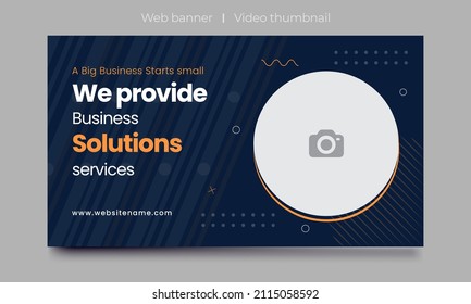 Fully Editable video thumbnail design for opening video tutorials. Customizable thumbnail for live workshop business and webinar. web banner template. Video cover photo for video services, banner