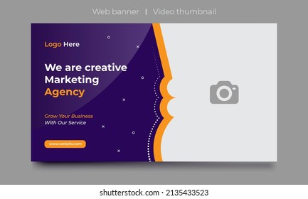 Fully Editable video thumbnail design for opening video tutorials. Customizable thumbnail for live workshop business and webinar. web banner template. Video cover photo for video services, internet