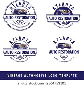 Fully editable vintage auto restoration service logo