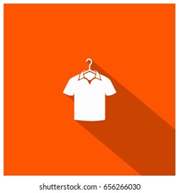 Fully editable white Clothing icon with orange background and shadow
