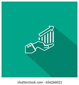 Fully editable white Prospect icon with green cyan background and shadow