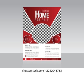 Fully Editbale Elegant Modern Home for Sale Flyer, Poster, Leaflet template design Suitable for Real Estate Agent