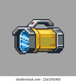 Fully edited pixel art style colored flashlight isolated on a white background for games, mobile applications, poster design and printed purpose.