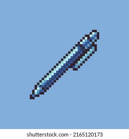 Fully edited pixel art style pen icon isolated on a white background for
games, mobile applications, poster design and printed purpose.