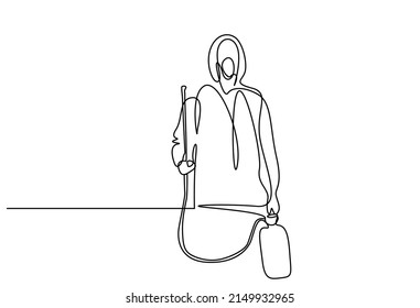 fully equipped attendant using mask spray chemical medicine to protect from viruses
