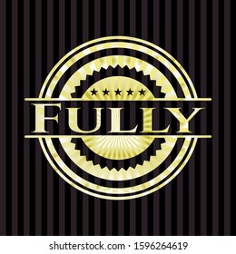 Fully gold badge or emblem. Vector Illustration. Detailed.