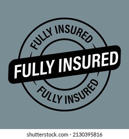 'fully insured' vector icon, black in color, line art