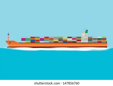 A Fully Laden Container Ship Travelling at Speed