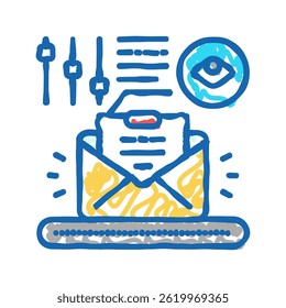 fully managed email marketing doodle icon sketch vector. fully managed email marketing sign. isolated symbol illustration
