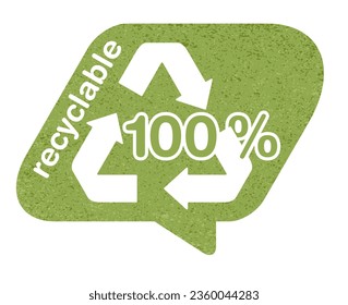Fully Recyclable grungy stamp for biodegradable materials and products. Zero waste industry and Environmental protection