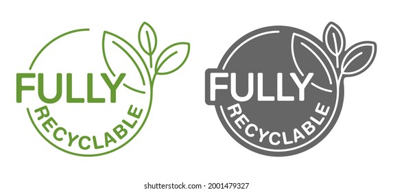 Fully Recyclable stamp for biodegradable materials and products. Zero waste industry and Environmental protection program