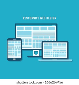 Fully responsive web design in electronic devices vector 