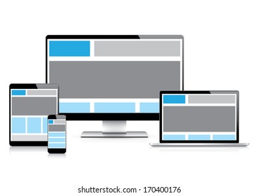 Fully responsive web design with electronic devices vector eps10