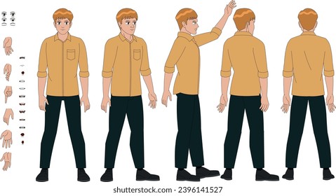 Fully rig able 2D male character for 2D animation and animated cartoon