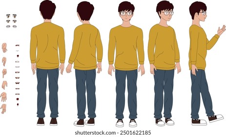 Fully rig able 2D male character for 2D animation and animated cartoon