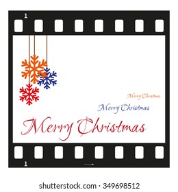 Fully vector Christmas card with filmstrip and snowflakes decoration