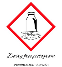Fully vector Dairy free vector pictogram, black and white