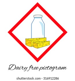 Fully vector Dairy free vector pictogram, in colors