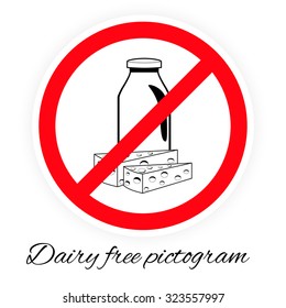 Fully vector Dairy free vector pictogram, black and white