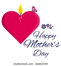Fully vector Happy mother's day card with candle heart