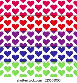 Fully vector Set of seamless patterns with hearts