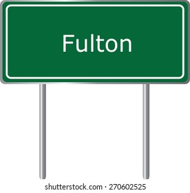 Fulton, Alabama, road sign green vector illustration, road table, USA city