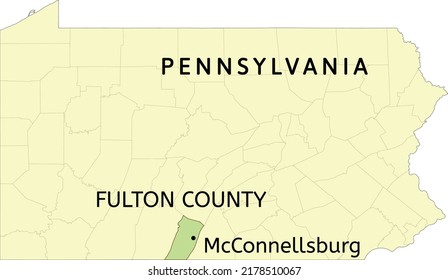 Fulton County and borough of McConnellsburg location on Pennsylvania state map