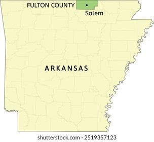 Fulton County and city of Salem location on Arkansas state map