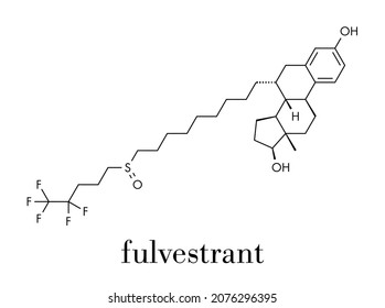 Fulvestrant cancer drug molecule (selective estrogen receptor degrader, SERD). Skeletal formula.