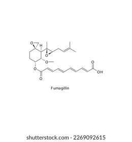 Fumagillin flach skelettale Molekularstruktur Antiprotozoikum wird zur Behandlung der Amoebiasis eingesetzt. Vektorgrafik.