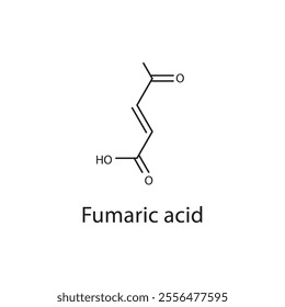 Fumaric acid skeletal structure diagram. compound molecule scientific illustration.