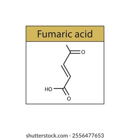 Fumaric acid skeletal structure diagram. compound molecule scientific illustration.