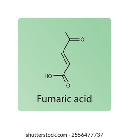 Fumaric acid skeletal structure diagram. compound molecule scientific illustration.