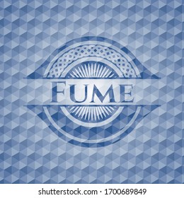 Fume blue hexagon emblem. Vector Illustration. Detailed.
