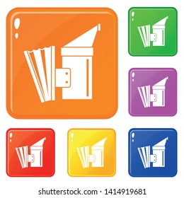 Fumigation icons set collection vector 6 color isolated on white background