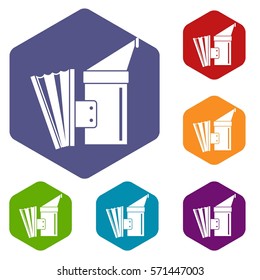 Fumigation icons set rhombus in different colors isolated on white background