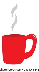 Una taza de café rojo fusionante con dibujo o ilustración de color vectorial de mango