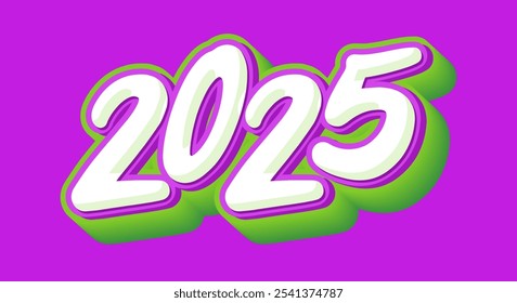 Divertido texto en 3D 2025 celebración de año nuevo