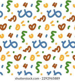 Fun 90s doodle geometric squiggle  seamless pattern