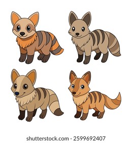 Fun Aardwolf Animal Set Illustration