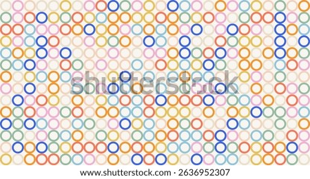Fun abstract background with colorful geometric shapes, circles. Playful simple vector design in trendy bright colors.