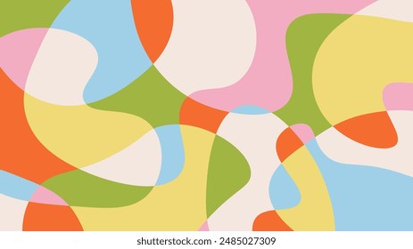 Fondo abstracto divertido en estilo doodle. Diseño simple y juguetón con Formas superpuestas de colores dibujadas a mano