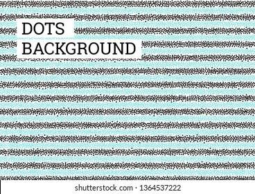 Fun abstract background, menthol and black dots on white background. Modern striped background, vector chaotic dots. Vector backdrop, template for your text and design. Trendy striped texture.