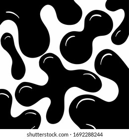 Fun Abstract Black and White Cartoon Ink Blob Blots on White Background As Vectors