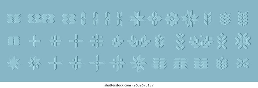 Fun Abstract Christmas winter frozen Snowflakes geometry icons