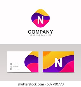 Fun abstract colorful shape N letter logo icon sign vector design